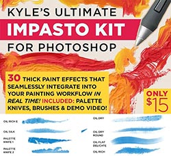 极品PS工具预设－厚涂颜料笔刷(含2个高清演示视频教程)：Kyles Impasto Kit for Ph